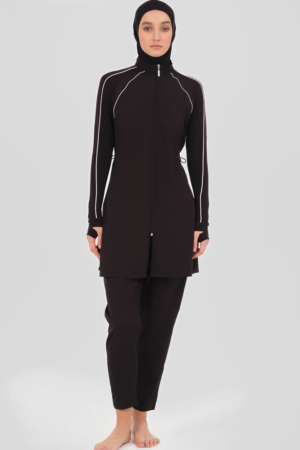 Black Athletic Modest Swimwear Set